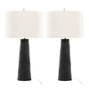 Kona - 31" Polyresin Table Lamp - Matte Black Polyresin, Brass And Natural Linen Shade from Grandview Gallery (Set of 2)