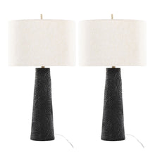  Kona - 31" Polyresin Table Lamp - Matte Black Polyresin, Brass And Natural Linen Shade from Grandview Gallery (Set of 2)