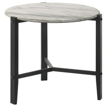  Tandi - Round Faux Marble Side End Table - White And Black