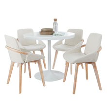  Dakota - Cosmo Dining Set - White Steel With White Wood Tabletop And Natural Bamboo With Cream Fabric (Set of 5)