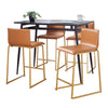 Marcel - Mara Upholstered Counter Height Dining Set - Black Metal With Black Wood Tabletop And Gold Metal