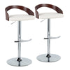 Grotto - Adjustable Barstool (Set of 2) - Chrome Base, Walnut Backrest