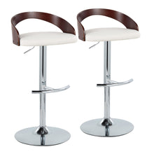  Grotto - Adjustable Barstool (Set of 2) - Chrome Base, Walnut Backrest