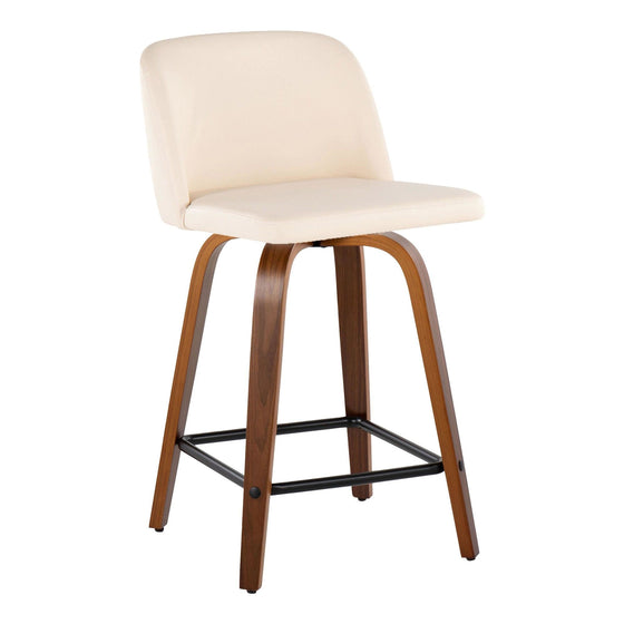 Toriano - 24" Fixed-Height Counter Stool (Set of 2) - Walnut & Black Base