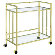  Cara - 2-tier Rectangular Glass Shelf Metal Bar Cart