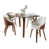 Folia - Bacci - Dining Set - Walnut Wood And Cream Fabric (Set of 5)