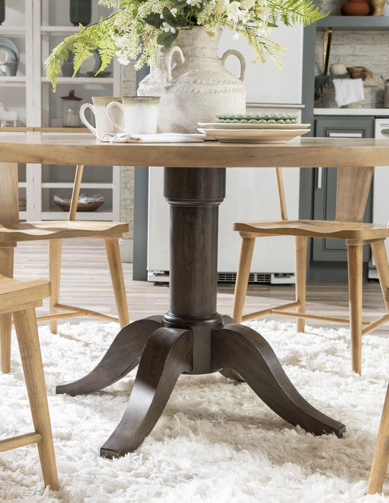 XXX's And OOO's - Complete Round Dining Table - Amber And Cocoa