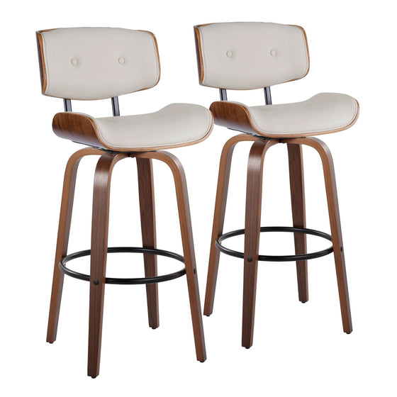 Lombardi - 30" Fixed-Height Barstool (Set of 2) - Walnut Base