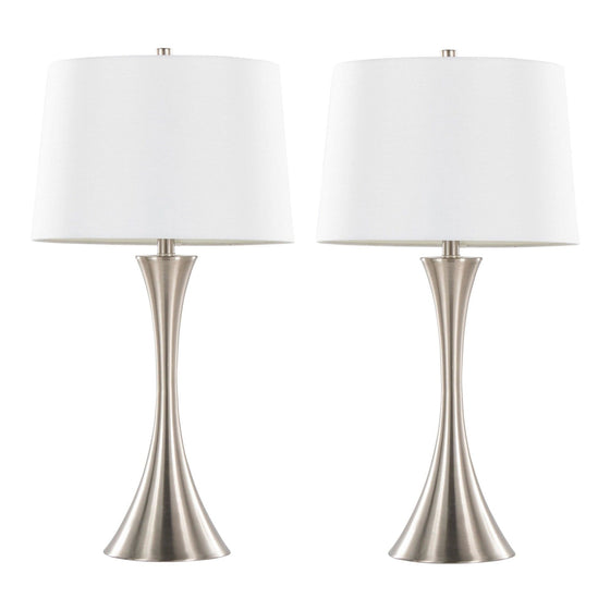 Lenuxe - 24" Metal Table Lamp - Brushed Nickel (Set of 2)