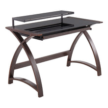  Bentley - Office Desk - Dark Gray Wood And Black Glass