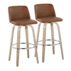 Toriano - 30" Fixed-Height Barstool (Set of 2) - Light Brown & Chrome Base