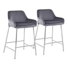  Daniella - Fixed - Height Counter Stool - Chrome Metal And Silver Velvet (Set of 2)