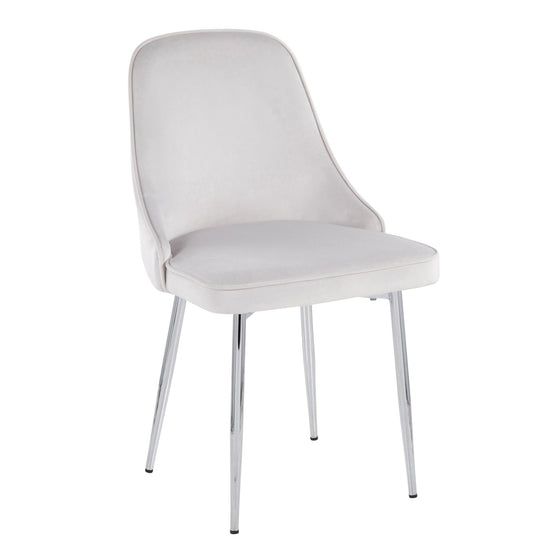 Marcel - Dining Chair - Chrome Frame And Stormy White Velvet Fabric (Set of 2)