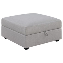  Cambria - Square Upholstered Storage Ottoman - Gray