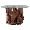 Asbury - Round Glass Top Dining Table - Teak Brown