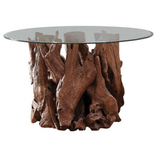  Asbury - Round Glass Top Dining Table - Teak Brown