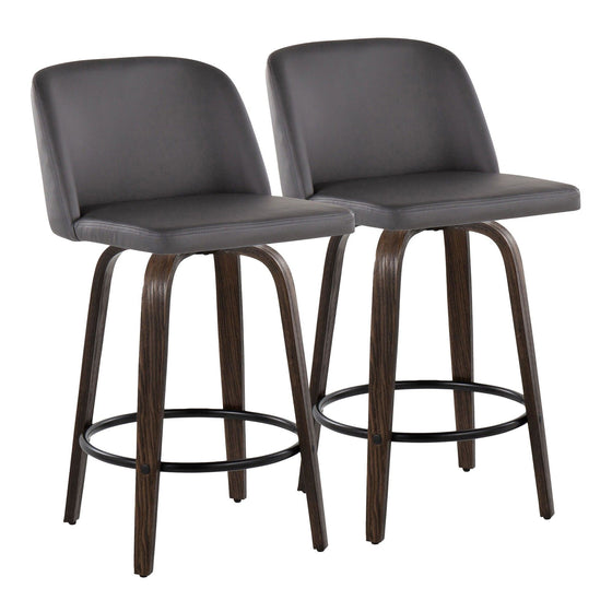 Toriano - 26" Fixed-height Counter Stool (Set of 2) - Glazed Walnut