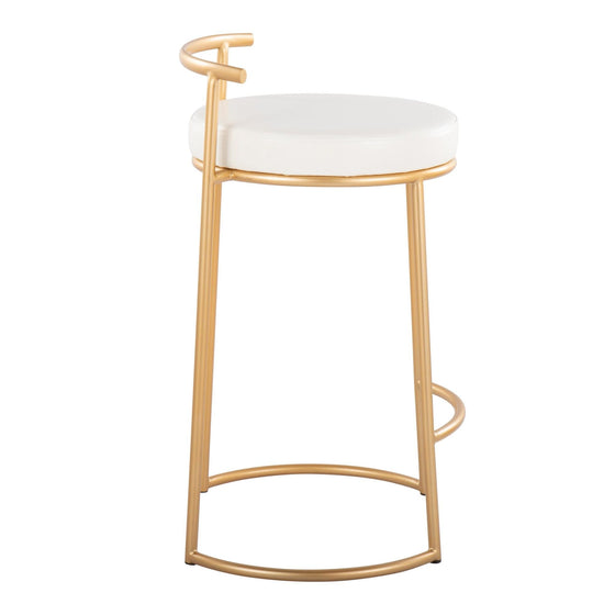 Round Fuji - 26" Fixed-Height Counter Stool (Set of 2) - Gold Base