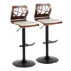 Folia - Adjustable Barstool (Set of 2) - Walnut Backrest & Black Base