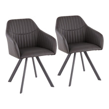  Clubhouse - Pleated Chair - Black And Charcoal Faux Leather (Set of 2)