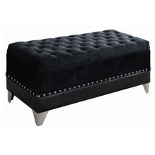  Barzini - Velvet Upholstered Tufted Storage Bench - Black