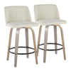 Toriano - 26" Fixed-Height Counter Stool (Set of 2) - Gray & Black Round Base