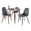 Clara - Pebble Dining Set - Walnut Metal, Clear Glass Tabletop And Gray Velvet Seat (Set of 5)