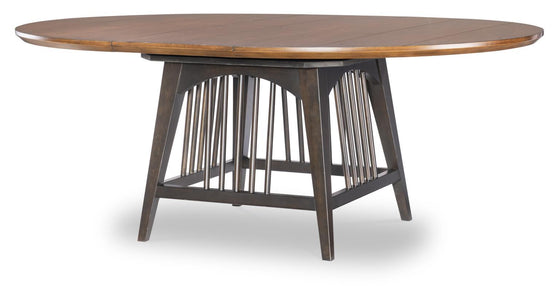 Fenmore - Complete Round Dining Table - Mocha And Distressed Cherry