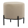 Daniella - Foot Stool - Black Metal And Beige Fabric