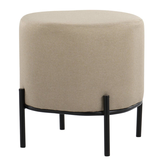 Daniella - Foot Stool - Black Metal And Beige Fabric