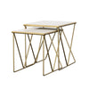 Bette - 2 Piece Marble Top Nesting Table Set - White And Gold