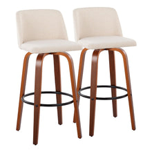  Toriano - 30" Faux Leather Fixed-Height Barstool (Set of 2) - Walnut & Chrome Base