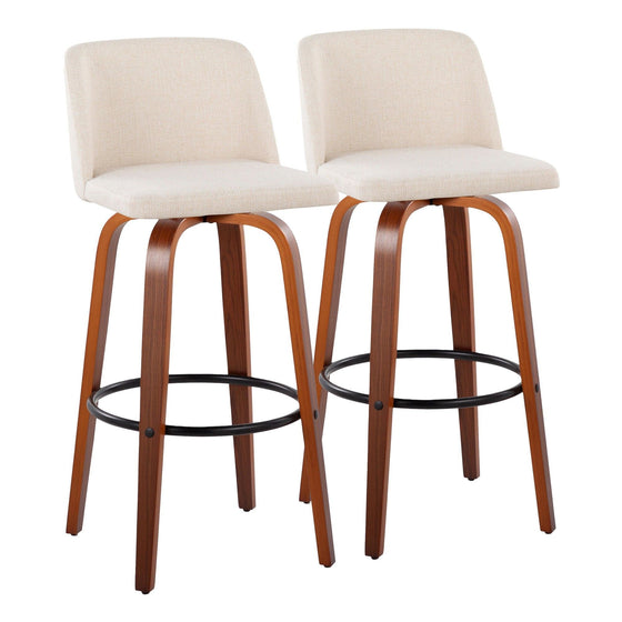 Toriano - 30" Faux Leather Fixed-Height Barstool (Set of 2) - Walnut & Chrome Base