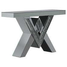  Taffeta - V-Shaped Mirrored Entryway Console Table - Silver