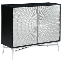  Josie - 2 Door Wood Sunburst Accent Cabinet - Black And Silver