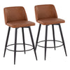 Toriano - 26" Fixed-Height Faux Leather Counter Stool (Set of 2) - Black Round Base