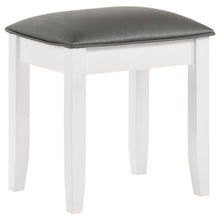  Barzini - Upholstered Vanity Stool - Metallic Aand White