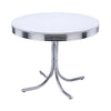 Retro - Round Wood Top Dining Table - White And Chrome