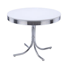  Retro - Round Wood Top Dining Table - White And Chrome