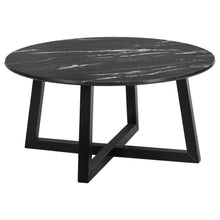  Skylark - Round Marble-Like Smart Top Coffee Table - Black