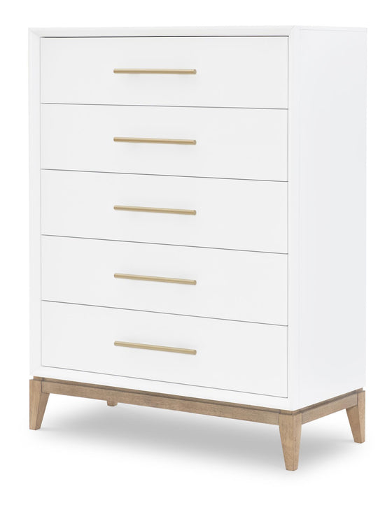 Melrose - Drawer Chest - Cloud White And Desert Oak