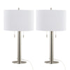 Master - 29" Metal Table Lamp - Polished Nickel And White Linen Shade from Grandview Gallery (Set of 2)