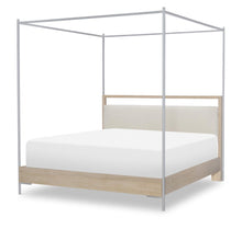  Biscayne - Complete Queen Upholstered Bed With Canopy - Malabar With Alabaster Fronts