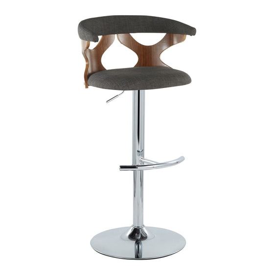 Gardenia - Adjustable Barstool - Chrome Base & Walnut Backrest