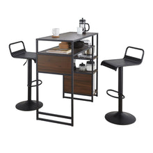  Display - Emery Bar Set With Storage Space - Black Metal And Walnut Wood (Set of 3)