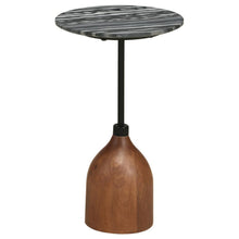  Ophelia - Round Marble Top Accent Side Table - Black