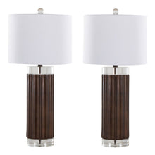  Cylinder - Fluted 29.25" Polyresin Table Lamp (Set of 2) - Dark Brown