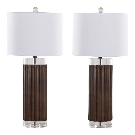 Cylinder - Fluted 29.25" Polyresin Table Lamp (Set of 2) - Dark Brown