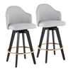 Ahoy - Fixed-Height Counter Stool - Wood Legs And Round Metal Footrest With Fabric Seat (Set of 2)