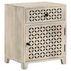 August - 1-Drawer Trellis Pattern Storage Cabinet - White Washed